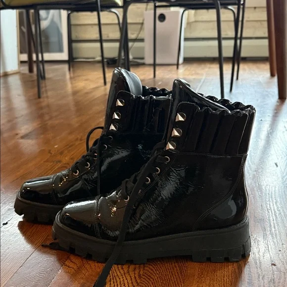 Schutz Black Patent Leather Women's Boots - Picture 3 of 3